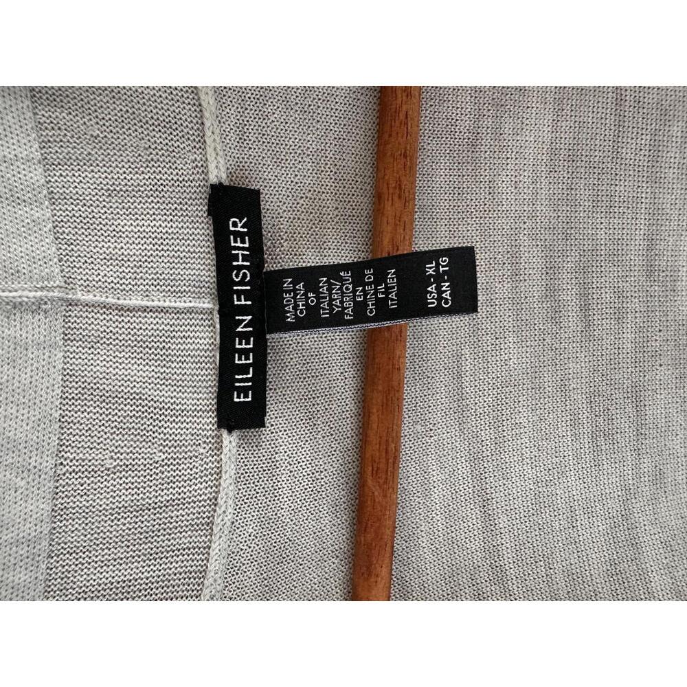 Eileen Fisher 100% Fine Merino Wool Open Front Cardigan Sweater Grey Women’s XL - Picture 7 of 13